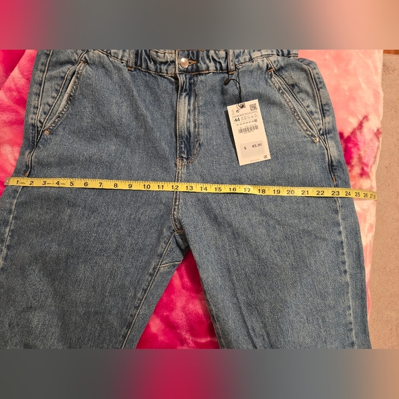Womens Zara denim paperbag baggy fit jeans - Picture 12 of 14